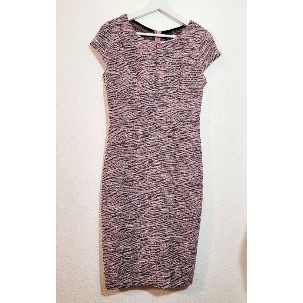 NEW VFSHOW Tweed Office Business Party Slim Bodycon Pink Pencil Dress Size M